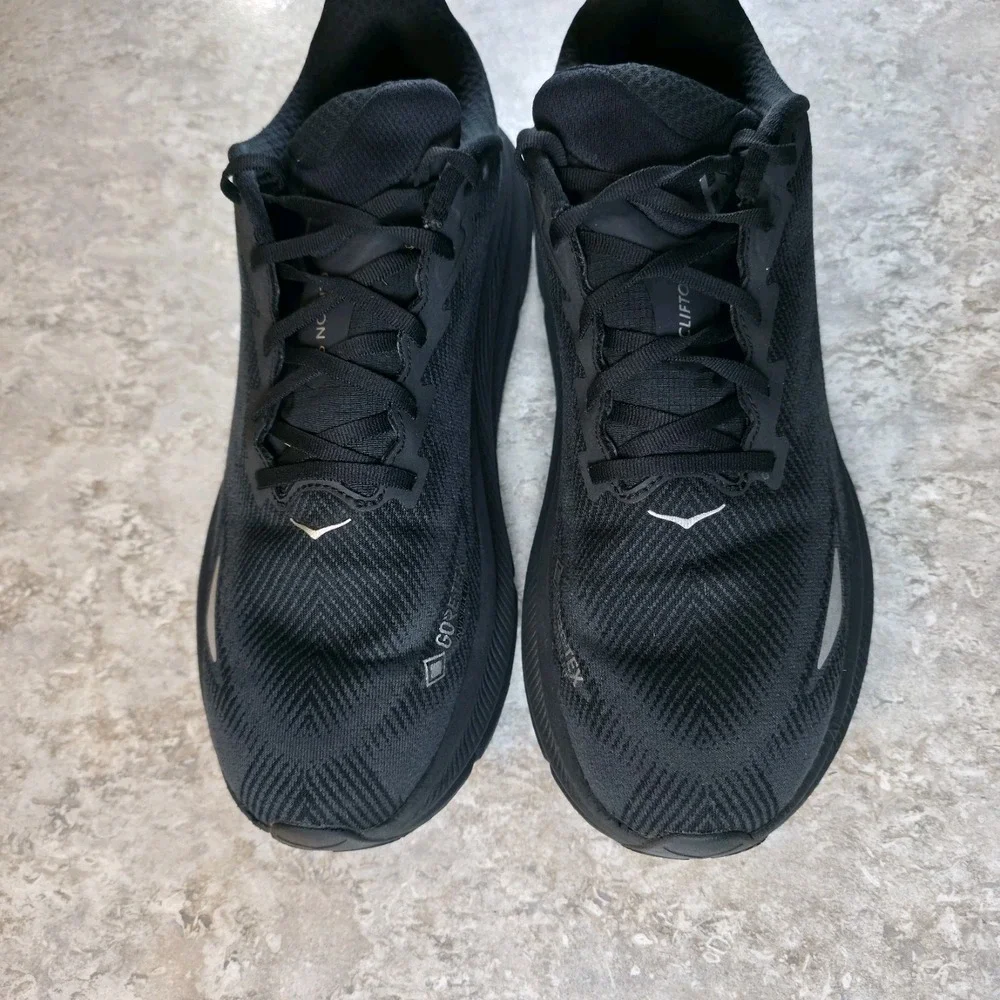 Hoka One One Clifton 9 Gore-Tex Mens 14 D Triple Black Waterproof *No Insoles*